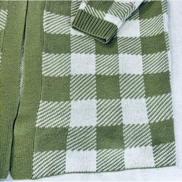 Soho Apparel Green Check Plaid Cardigan Sweater 3XL Open Front - Picture 5 of 7